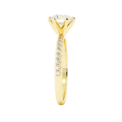 1.0ct Moissanite Pave Accent 14K Yellow Gold Engagement Ring