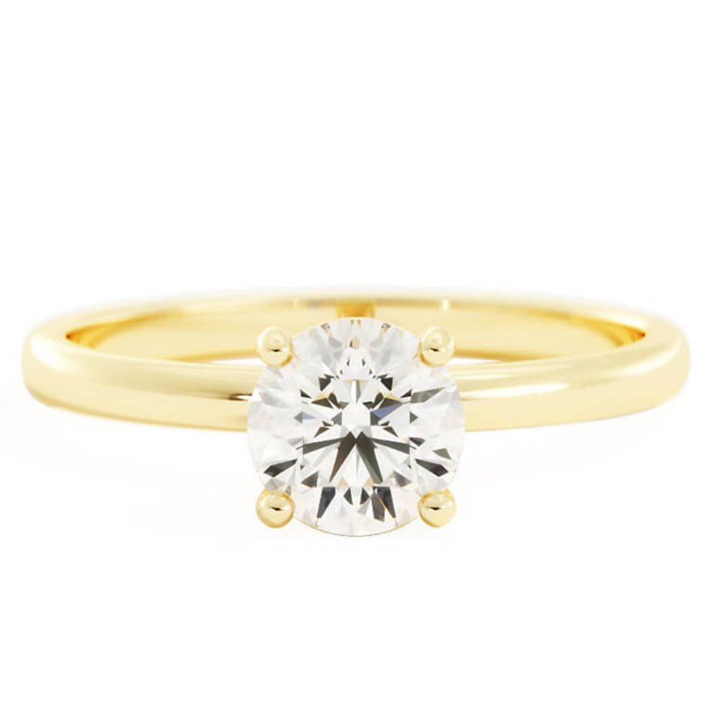 1.0ct Moissanite Round Solitaire 14K Yellow Gold Engagement Ring