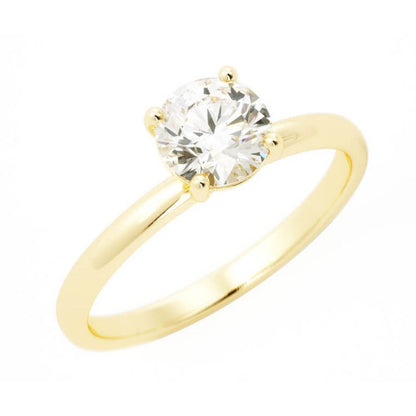 1.0ct Moissanite Round Solitaire 14K Yellow Gold Engagement Ring