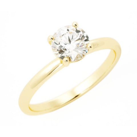 1.0ct Moissanite Round Solitaire 14K Yellow Gold Engagement Ring