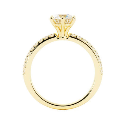 1.0ct Moissanite Pave Accent 14K Yellow Gold Engagement Ring