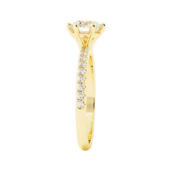1.0ct Moissanite Pave Accent 14K Yellow Gold Engagement Ring