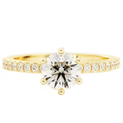 1.0ct Moissanite Pave Accent 14K Yellow Gold Engagement Ring