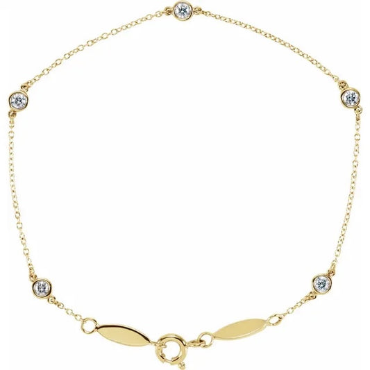 0.33 ct Lab Grown Diamond Five Stone Bezel  14K Yellow Gold Bracelet