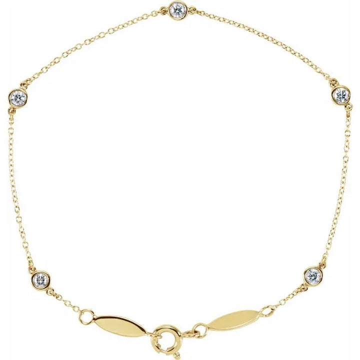 0.33 ct Lab Grown Diamond Five Stone Bezel  14K Yellow Gold Bracelet