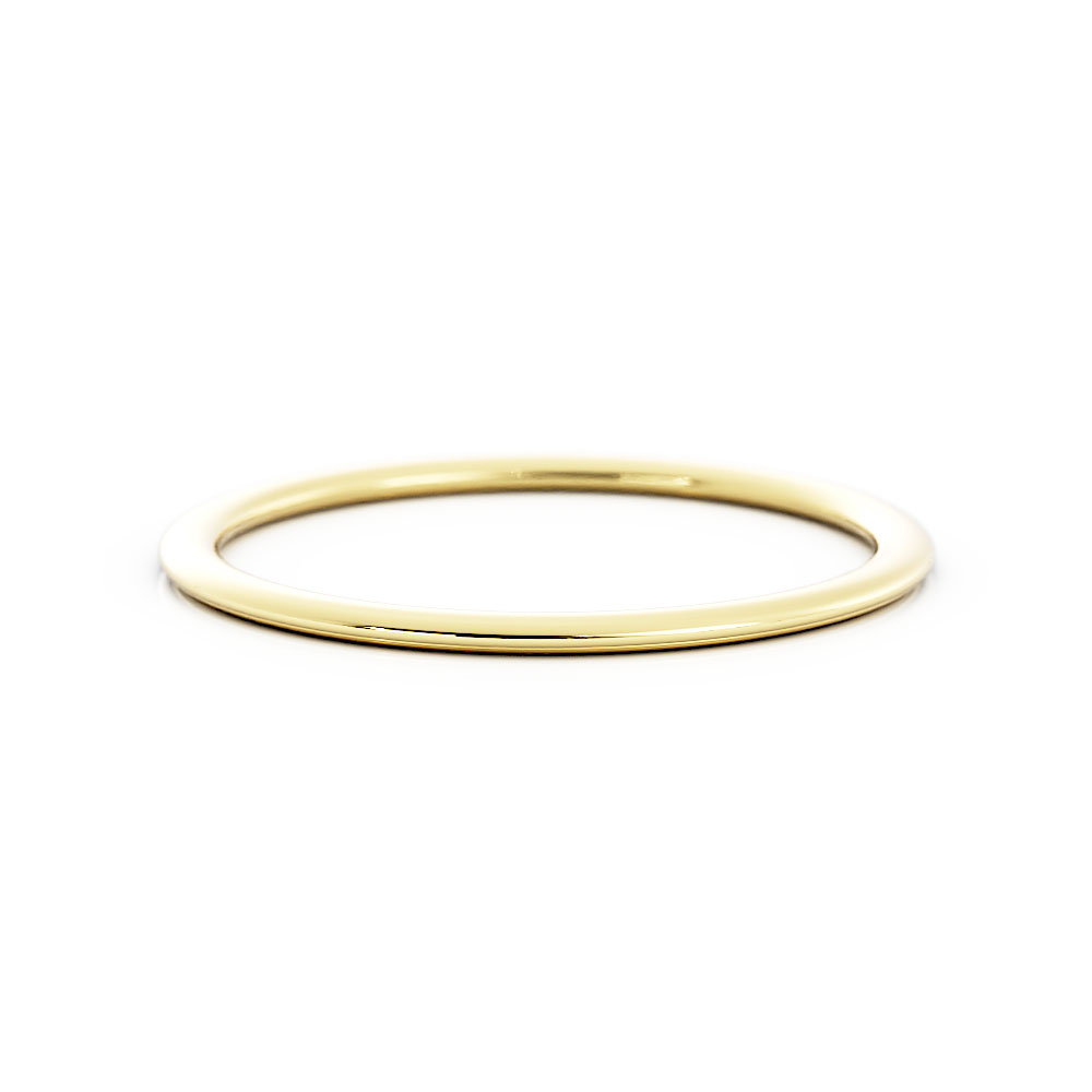 14K Yellow Gold High Polish Domed 1mm Wedding Band