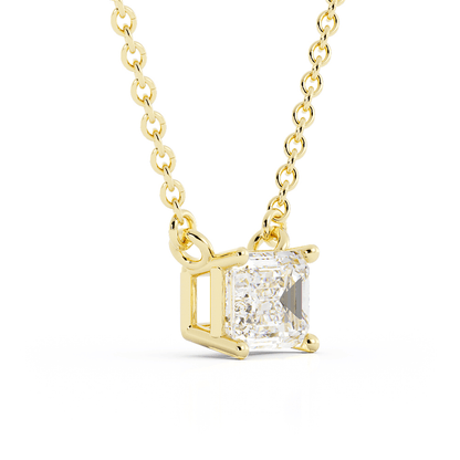 1.75ct Moissanite Classic Emerald Cut Solitaire 14K Yellow Gold Necklace