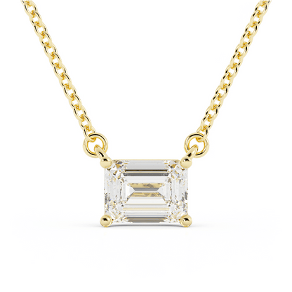 Classic Emerald Cut moissanite 1.67 ct. Solitaire Pendant Necklace, 14k Yellow Gold-1