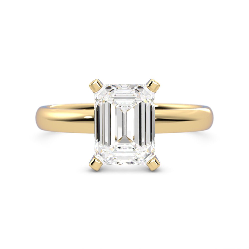 1.67ct Moissanite Emerald Solitaire 14K Yellow Gold Engagement Ring