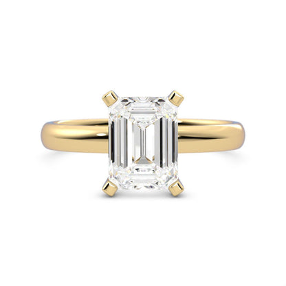 1.67ct Moissanite Emerald Solitaire 14K Yellow Gold Engagement Ring