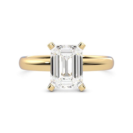1.67ct Moissanite Emerald Solitaire 14K Yellow Gold Engagement Ring