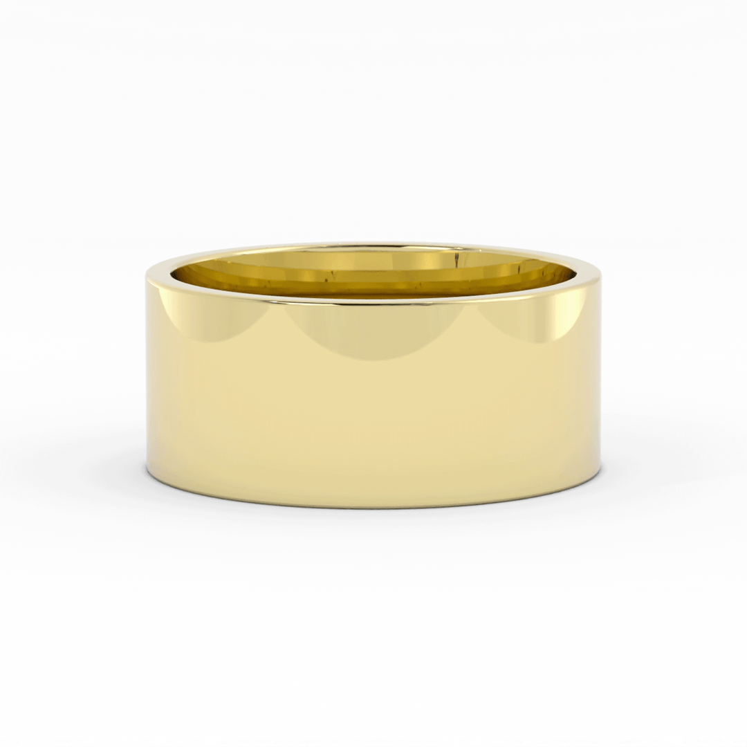 14K Yellow Gold High Polish Flat 10mm Wedding Band
