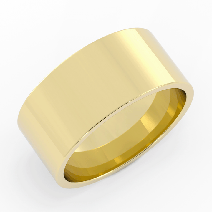 14K Yellow Gold High Polish Flat 10mm Wedding Band