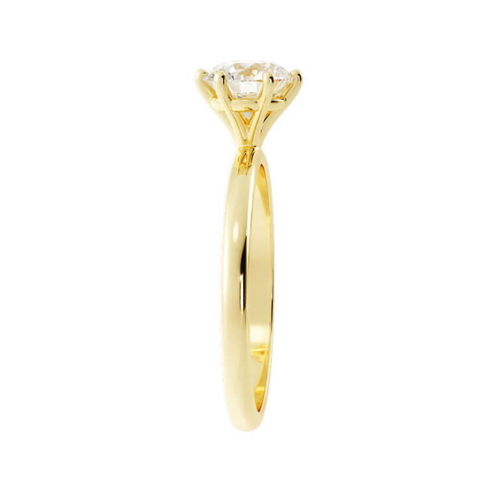 1.0ct Moissanite Round Solitaire 14K Yellow Gold Engagement Ring