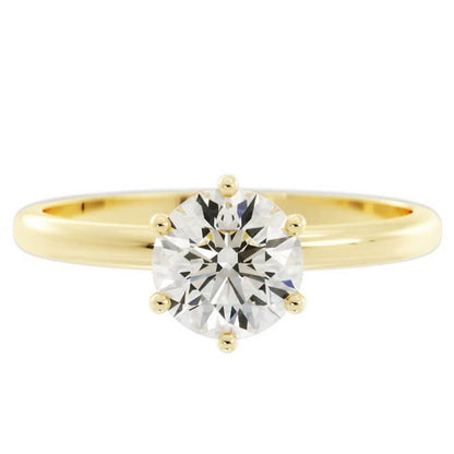 1.0ct Moissanite Round Solitaire 14K Yellow Gold Engagement Ring