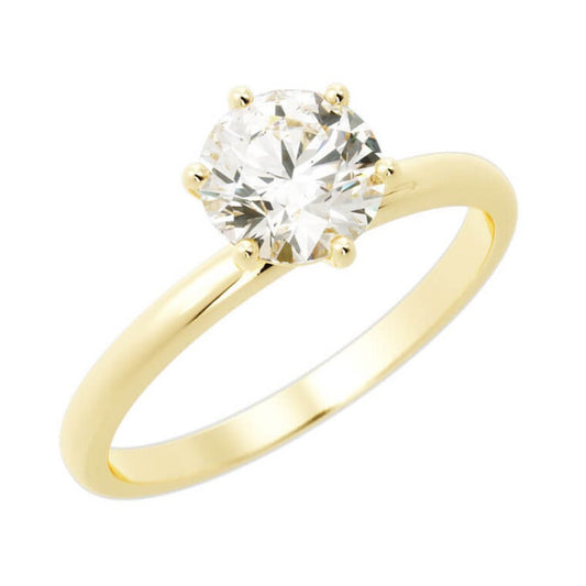 1.0ct Moissanite Round Solitaire 14K Yellow Gold Engagement Ring