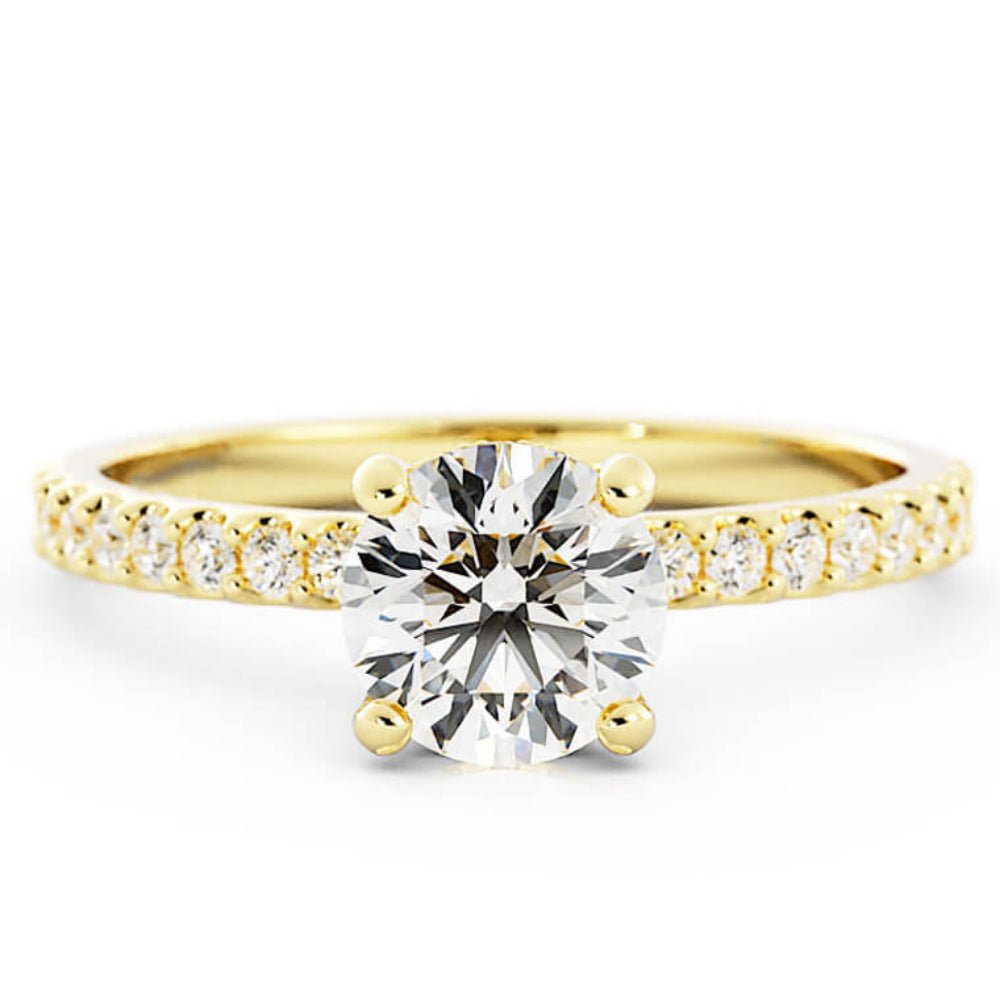 1.0ct Moissanite Pave Hidden Halo, Accent 14K Yellow Gold Engagement Ring