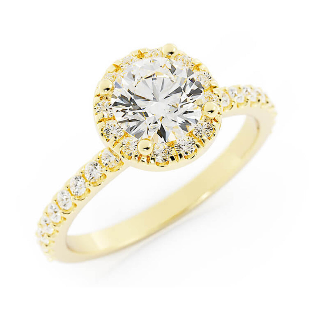 Pave Moissanite Halo, Accent Engagement Ring