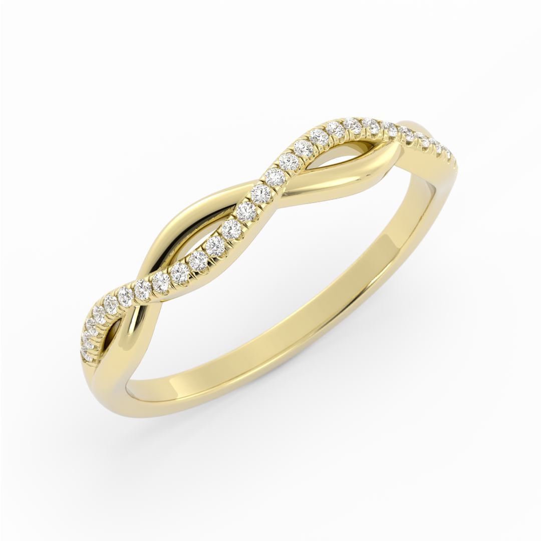 Round Half Shank Wave Pattern Natural Diamond Wedding Band