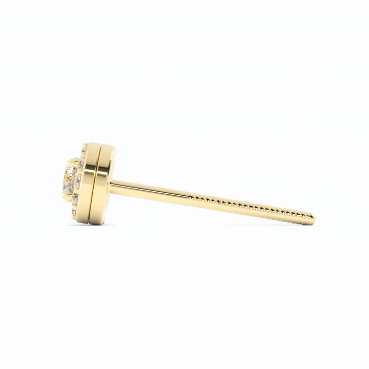 0.25ct Lab Grown Diamond Round Halo Stud 14K Yellow Gold Earring