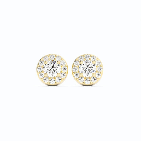 0.25ct Lab Grown Diamond Round Halo Stud 14K Yellow Gold Earring
