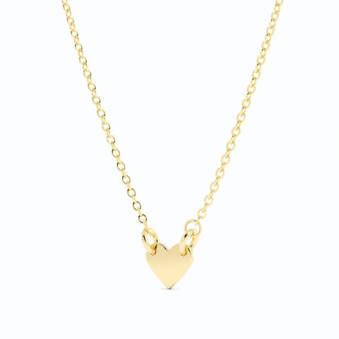 14K Yellow Gold Engravable Petite Heart Pendant Necklace