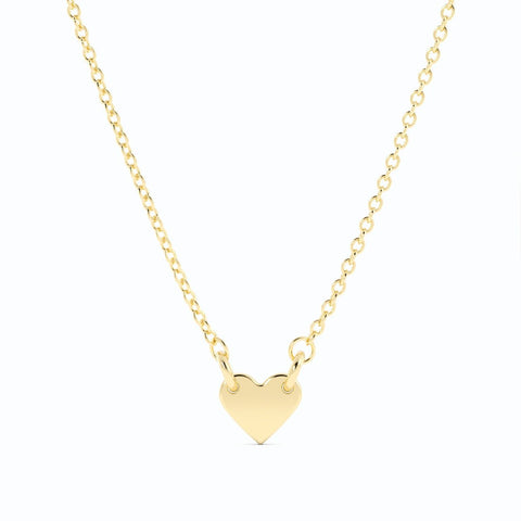 14K Yellow Gold Engravable Petite Heart Pendant Necklace