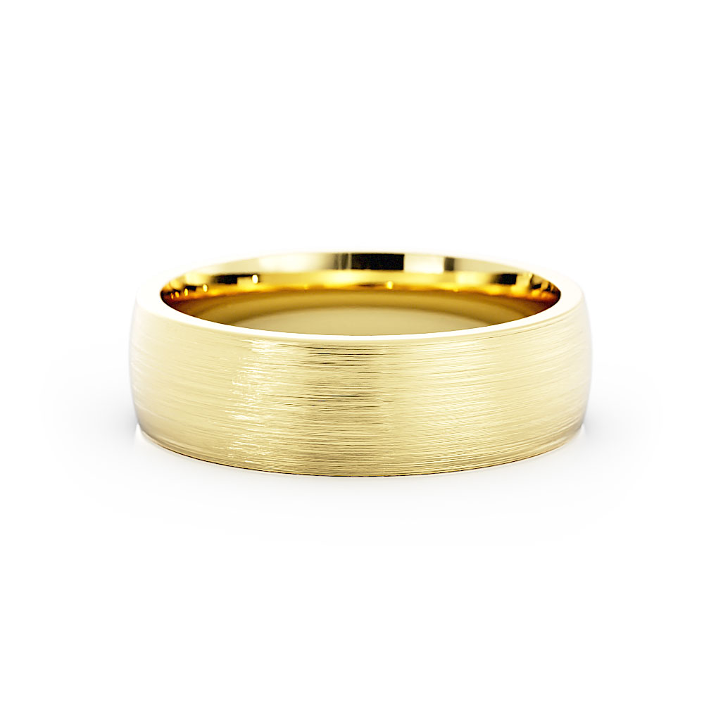 14K Yellow Gold Satin Heavy Domed 6mm Wedding Band