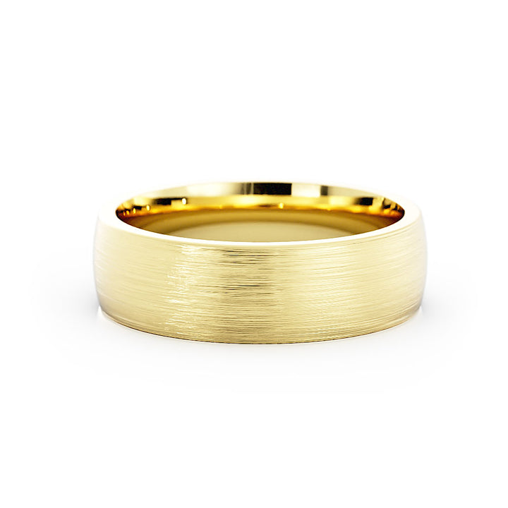 14K Yellow Gold Satin Heavy Domed 6mm Wedding Band