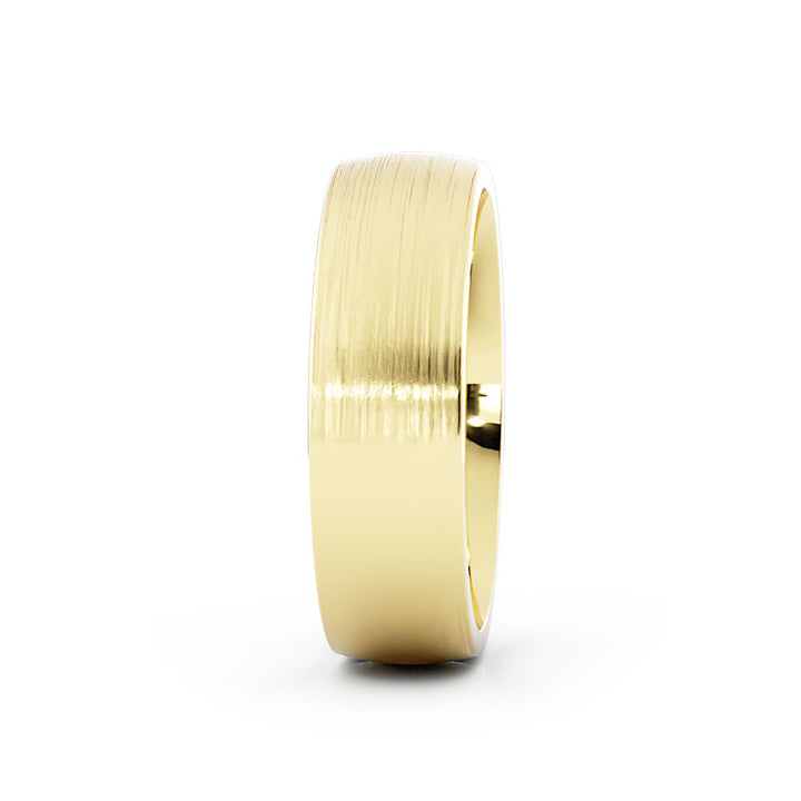 14K Yellow Gold Satin Heavy Domed 6mm Wedding Band