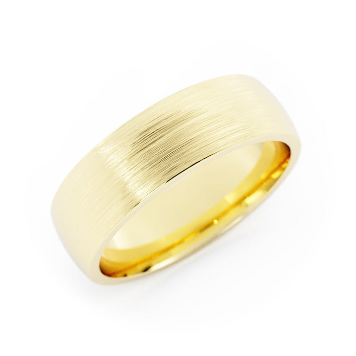 14K Yellow Gold Satin Heavy Domed 6mm Wedding Band