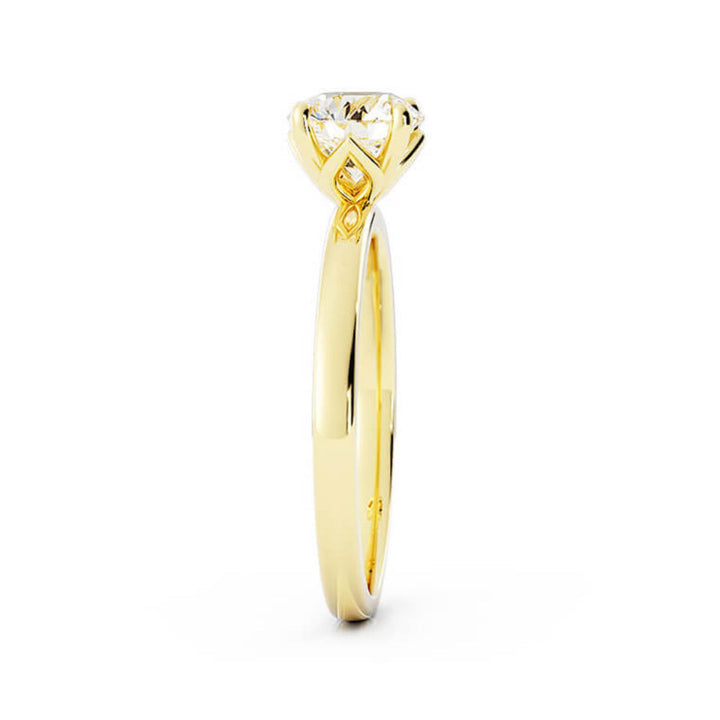 1.0ct Moissanite Round Solitaire 14K Yellow Gold Engagement Ring