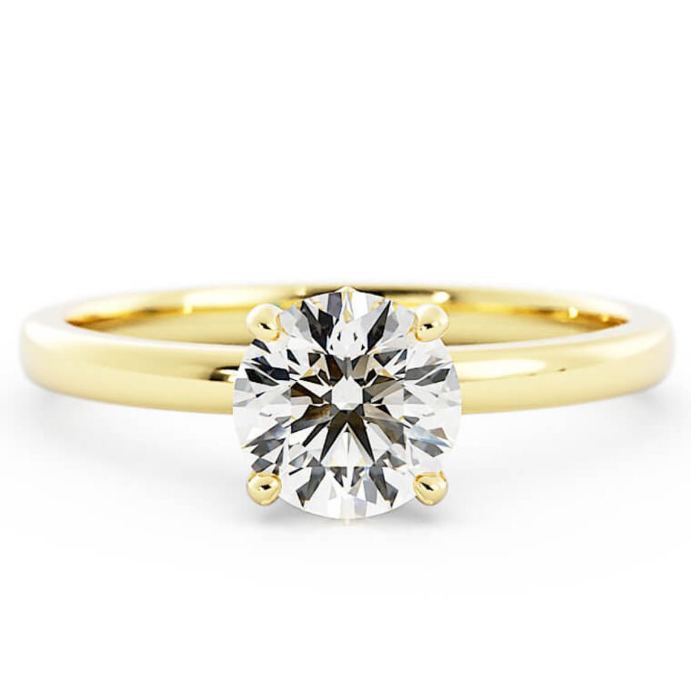 1.0ct Moissanite Round Solitaire 14K Yellow Gold Engagement Ring