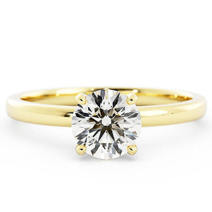 1.0ct Moissanite Round Solitaire 14K Yellow Gold Engagement Ring