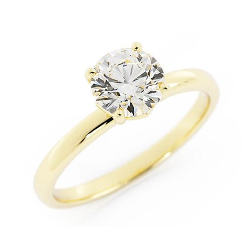 1.0ct Moissanite Round Solitaire 14K Yellow Gold Engagement Ring