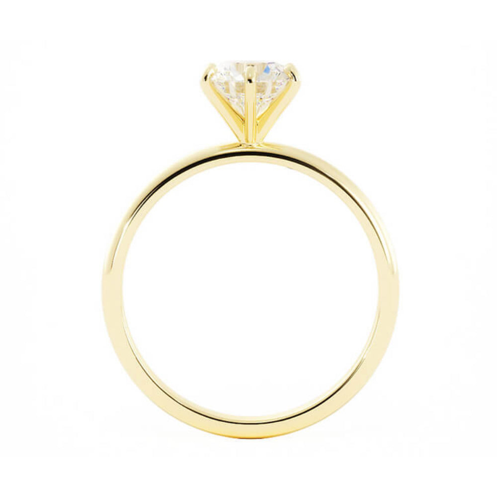 1.0ct Moissanite Round Solitaire 14K Yellow Gold Engagement Ring