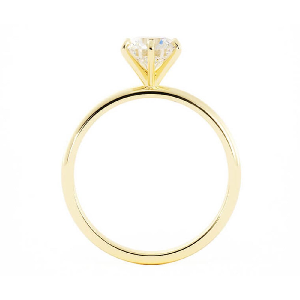 1.0ct Moissanite Round Solitaire 14K Yellow Gold Engagement Ring