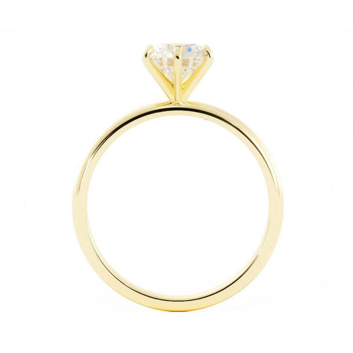 1.0ct Moissanite Round Solitaire 14K Yellow Gold Engagement Ring