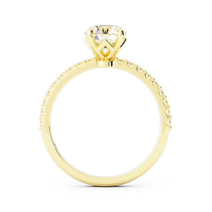 1.0ct Moissanite Pave Accent 14K Yellow Gold Engagement Ring
