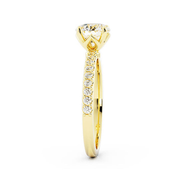 1.0ct Moissanite Pave Accent 14K Yellow Gold Engagement Ring