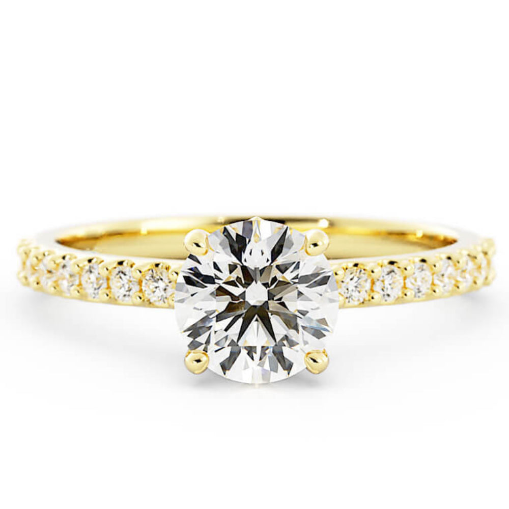 Pave Moissanite Accent Engagement Ring