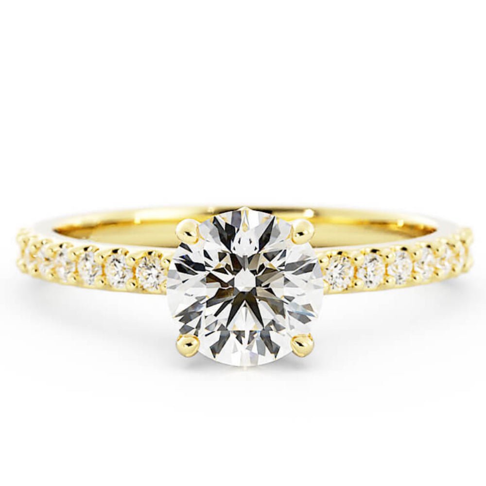 1.0ct Moissanite Pave Accent 14K Yellow Gold Engagement Ring