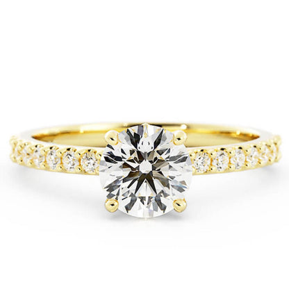 1.0ct Moissanite Pave Accent 14K Yellow Gold Engagement Ring