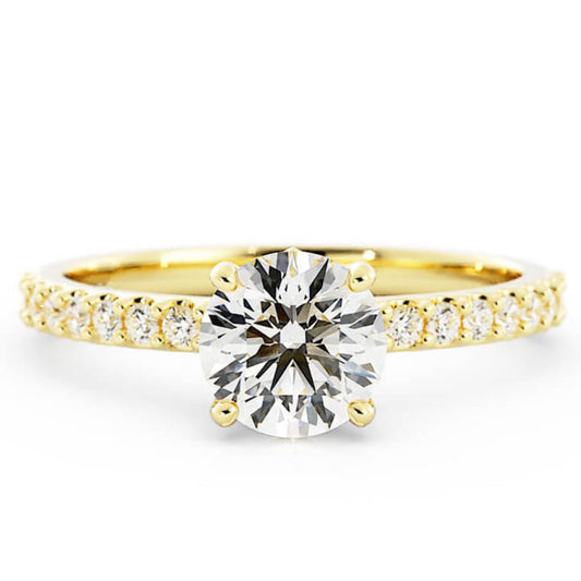 1.0ct Moissanite Pave Accent 14K Yellow Gold Engagement Ring