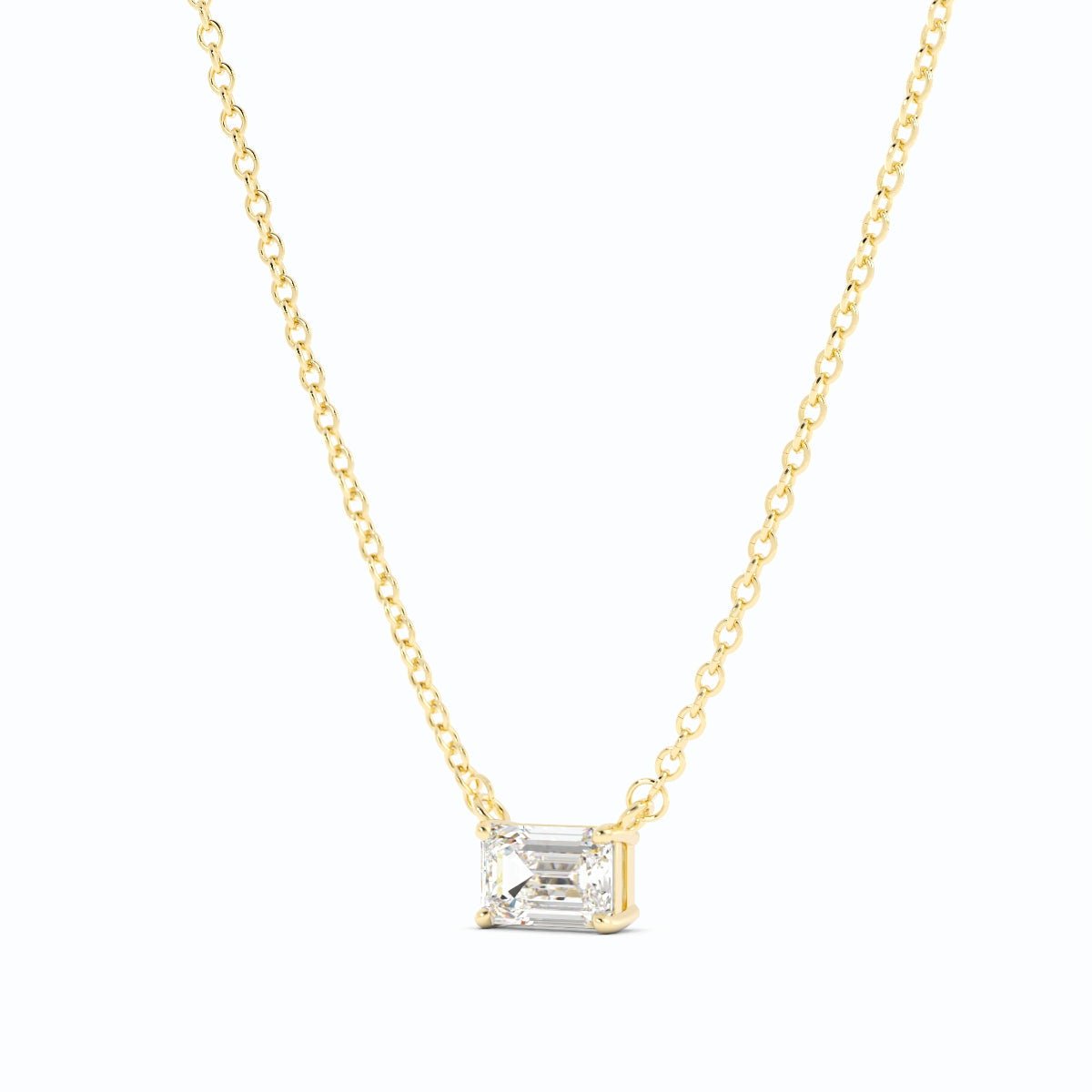 0.5ct Lab Grown Diamond Petite Emerald Cut Solitaire 14K Yellow Gold Necklace