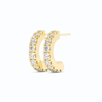 14K Yellow Gold Round Lab Grown Diamond 10mm Hoops Earring