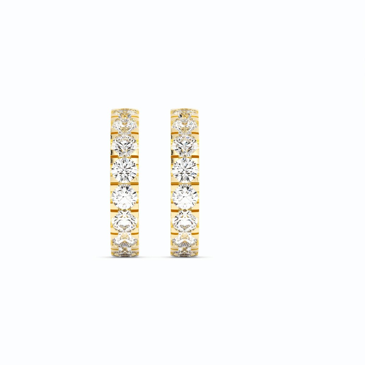 14K Yellow Gold Round Lab Grown Diamond 10mm Hoops Earring