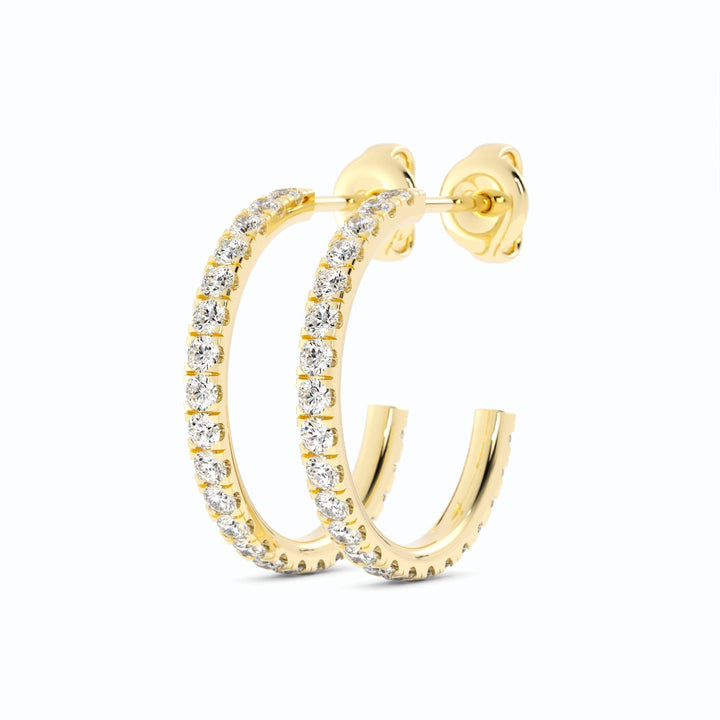 14K Yellow Gold Round Lab Grown Diamond 15mm Hoops Earring
