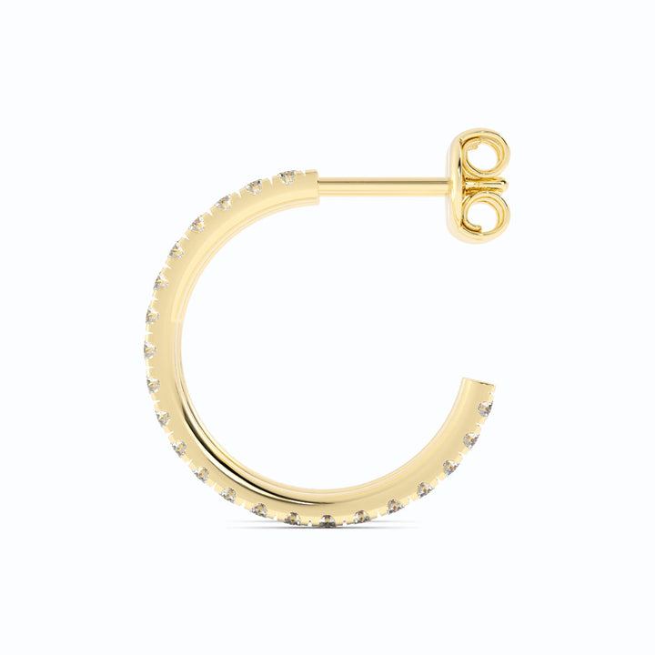 14K Yellow Gold Round Lab Grown Diamond 15mm Hoops Earring