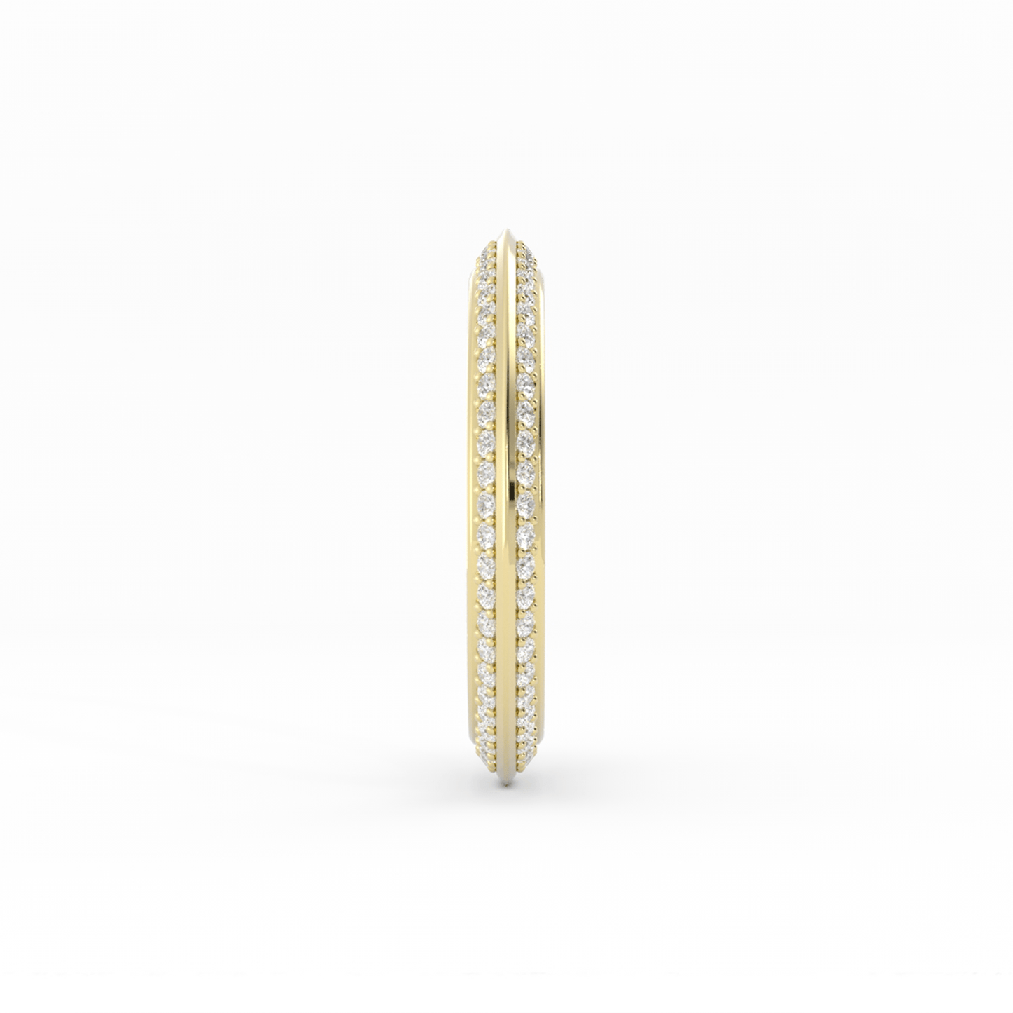 14K Yellow Gold Round Double Knife Edge Lab Grown Diamond Wedding Band